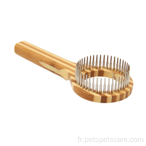 Peigne de poil de chat de luxe en bois de bambou de luxe pour animaux de compagnie